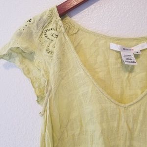 SOLD Studio M green eyelet floral top